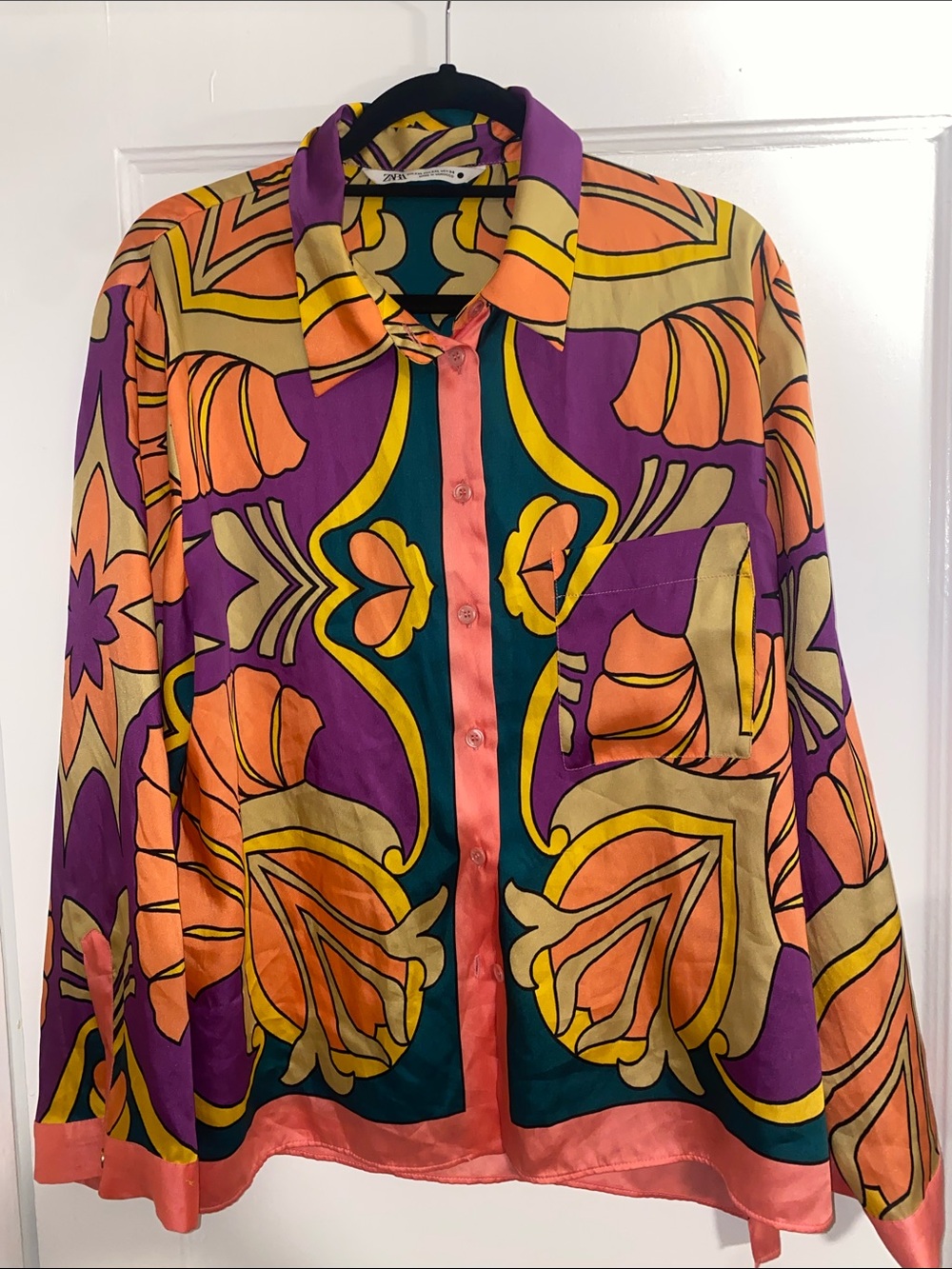 Vintage-Inspired Multicolor  Button-Up blouse